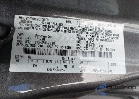 2012 Ford Focus Sel из США, поврежденный, VIN 1FAHP3H2XCL412926